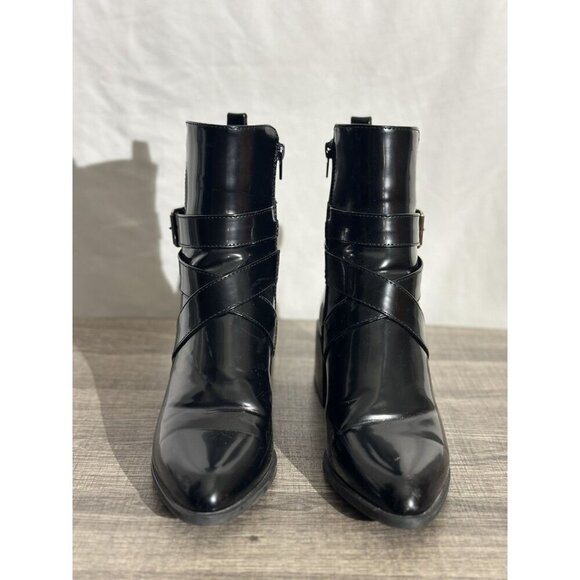 Nasty Gal Faux Patent Leather Buckle Strap Ankle Combat Boots - size 6 - Picture 7 of 11